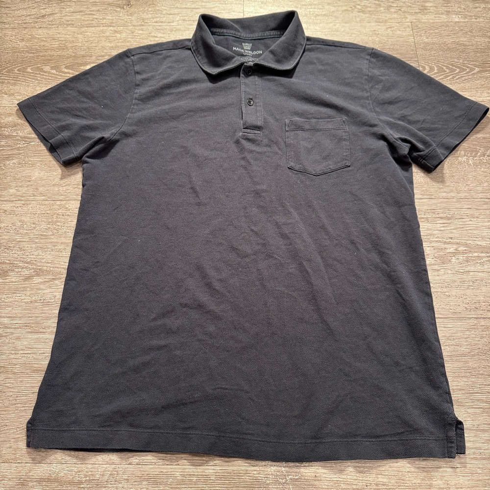 Mack Weldon Polo Shirt Mens Large Blue Short Sleeve Performance Golf Pocket